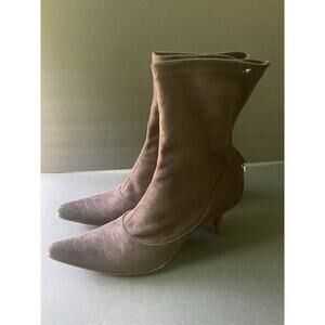 Sarkarny Womens Boots Size 8 Burgundy Suede Leather Zip Ankle Shoes Casual Dress